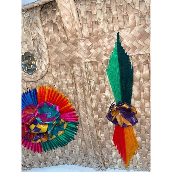 Primavera Collection Acapulco Beach Basket Bag Large Straw Tote Embellished - Picture 6 of 15